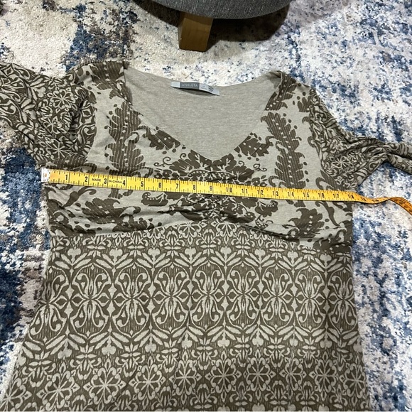 Athleta Gray Brown Hot Creek Burnout Ruched Long Sleeve Mini Dress Size LargeP - Picture 8 of 10